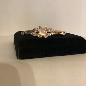 2731 NWT Rose Gold Bracelet Bangel With Pink Beads and Cubic Zirconia Crystals